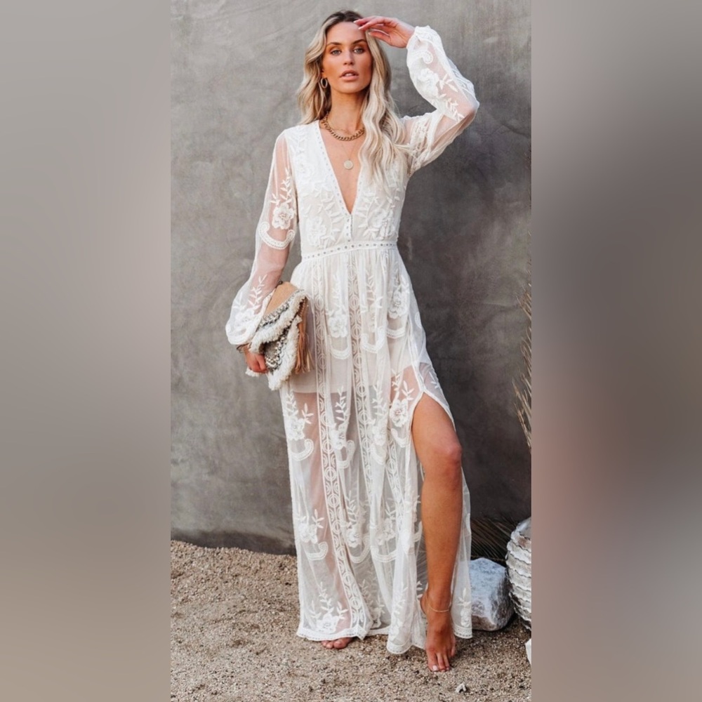 Boho Beach Hut White Lace Dress